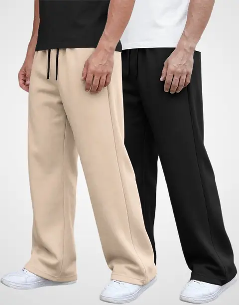 MADBROS Pack of 2 Men Solid Beige, Black Track Pants 52% 999 ₹480 - Image 2