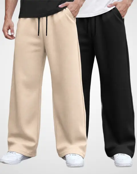 MADBROS Pack of 2 Men Solid Beige, Black Track Pants 52% 999 ₹480