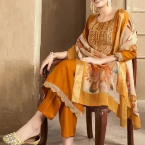 rani Women Silk Blend Kurta Pant Dupatta Set